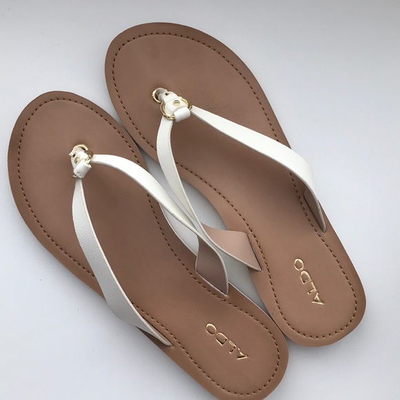 aldo white flat sandals